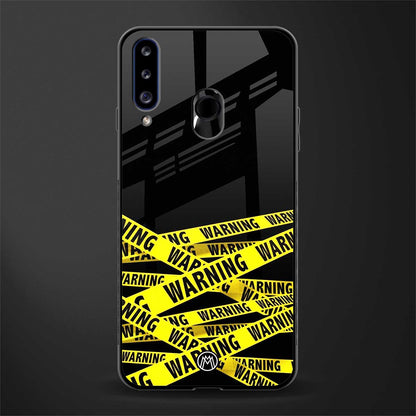 warning tape glass case for samsung galaxy a20s image