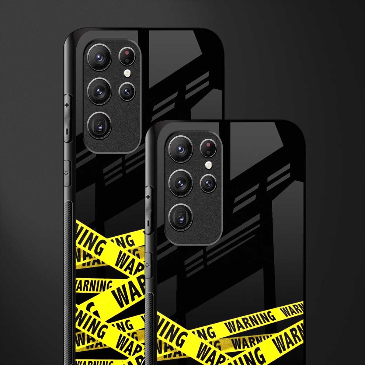 warning tape glass case for samsung galaxy s22 ultra 5g image-2