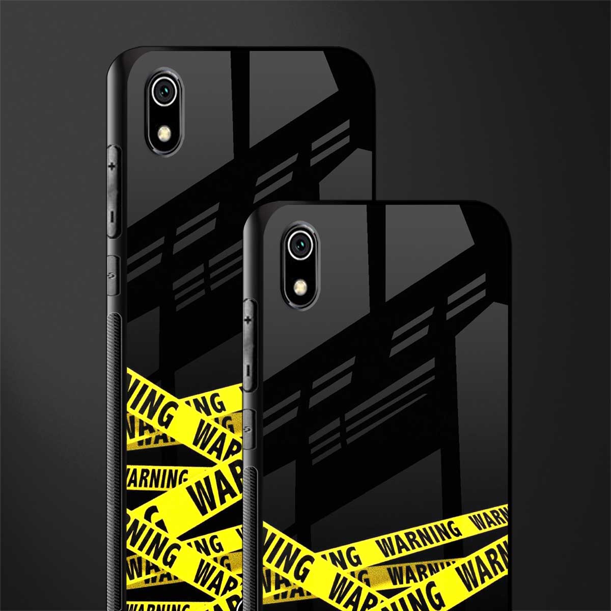 warning tape glass case for redmi 7a image-2