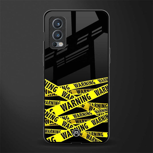 warning tape glass case for oneplus nord 2 5g image