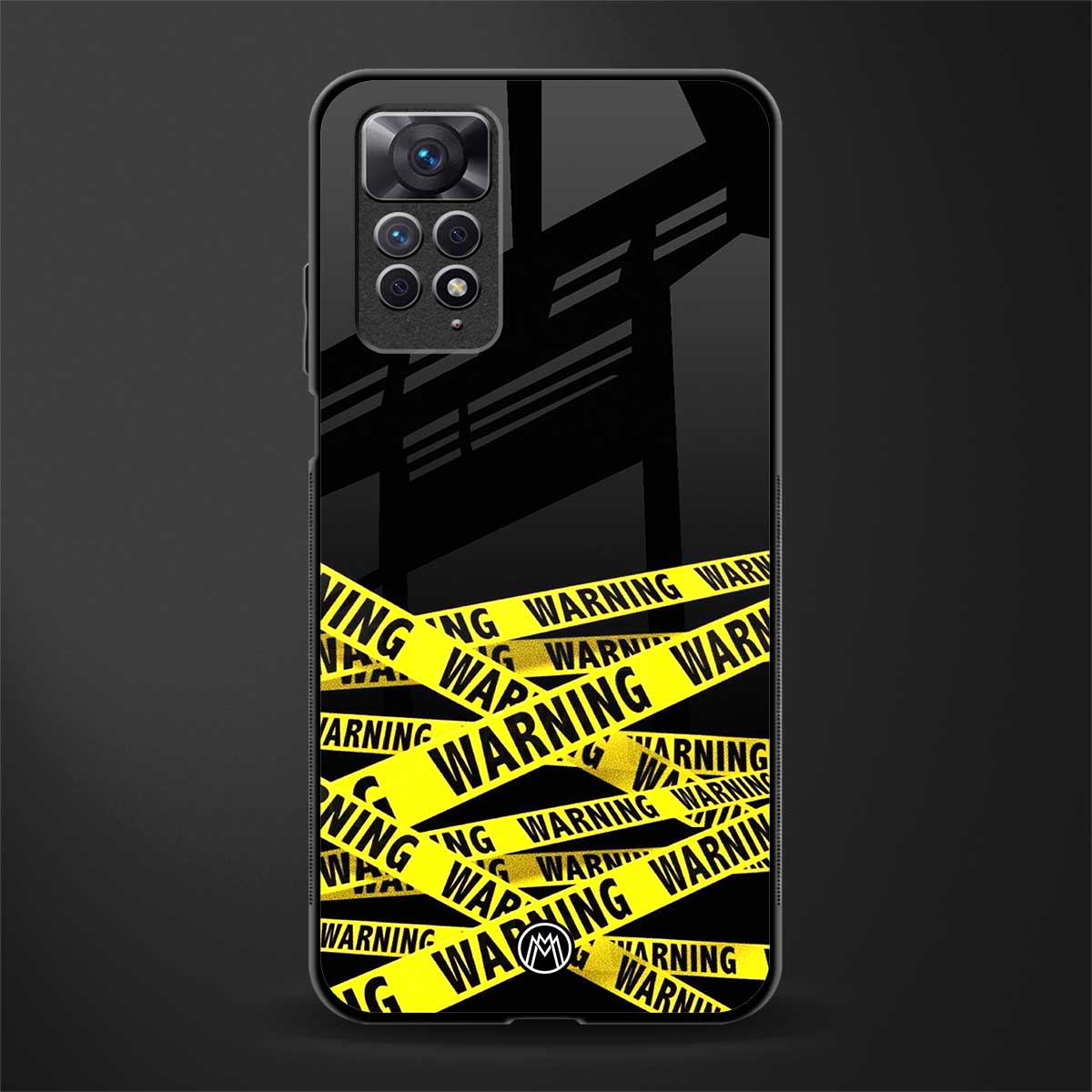 warning tape glass case for redmi note 11 image