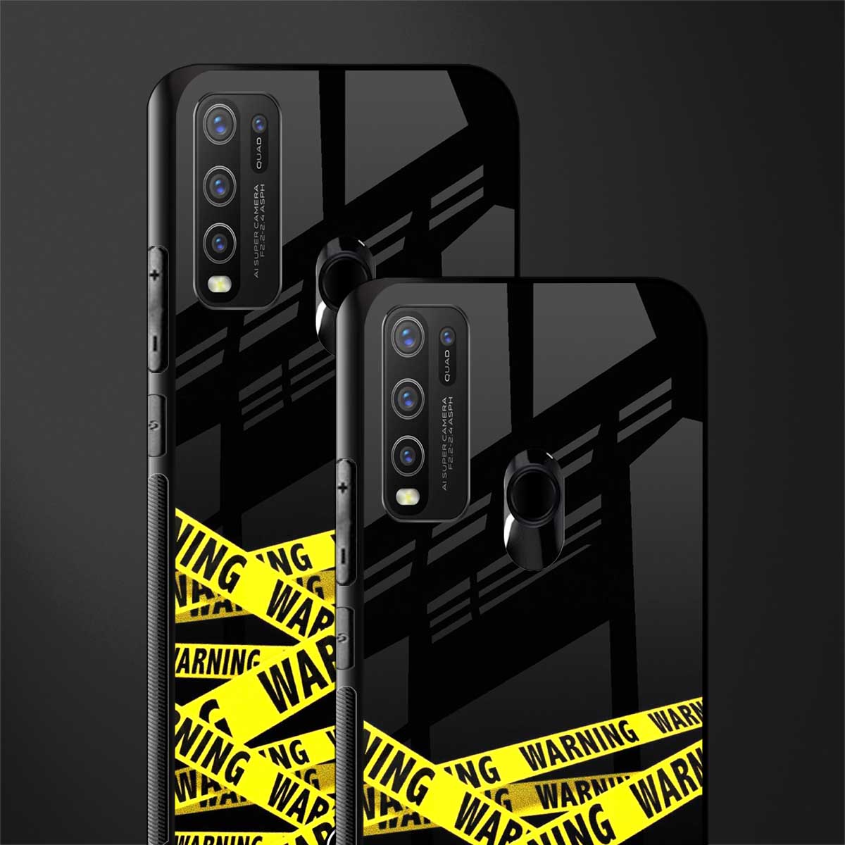 warning tape glass case for vivo y30 image-2