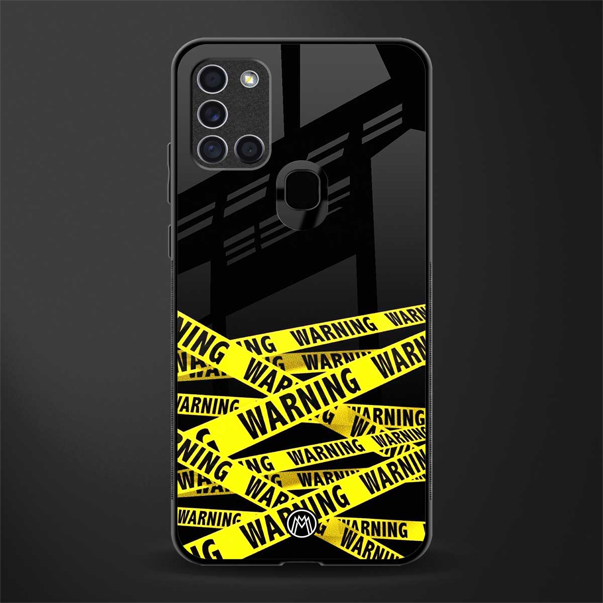 warning tape glass case for samsung galaxy a21s image