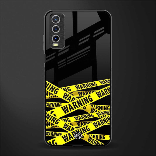warning tape glass case for vivo y20 image