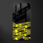 warning tape glass case for oppo f15 image