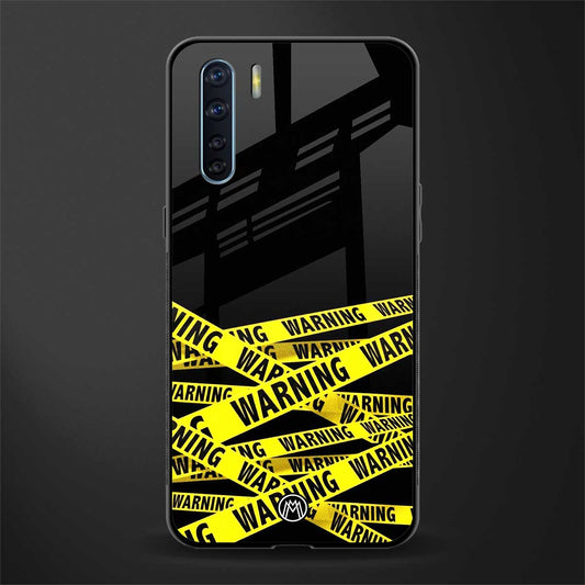 warning tape glass case for oppo f15 image