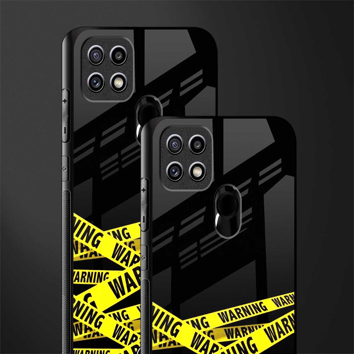 warning tape glass case for oppo a15 image-2