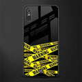 warning tape glass case for redmi 9i image