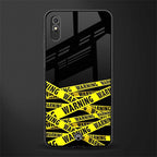 warning tape glass case for redmi 9a image