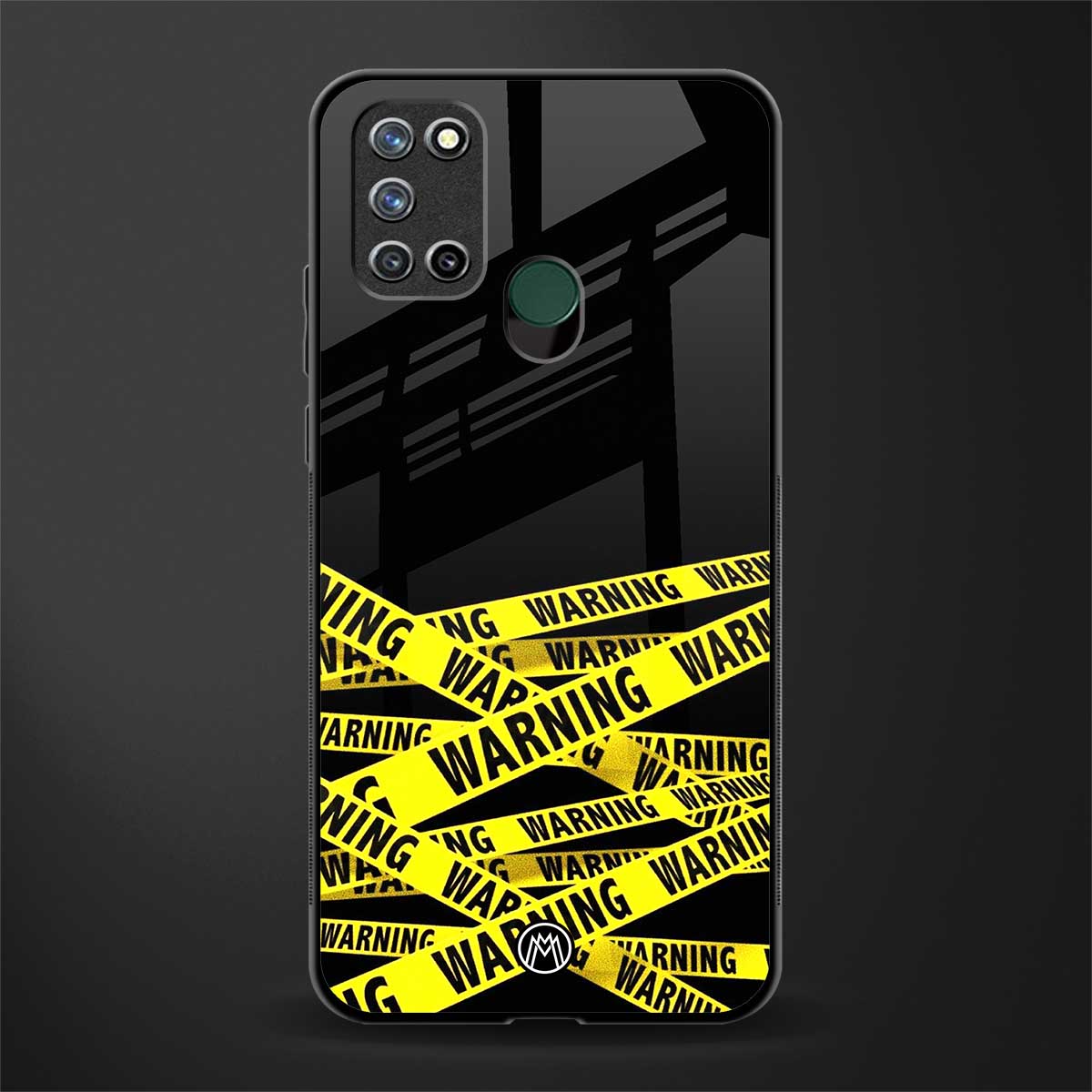 warning tape glass case for realme 7i image