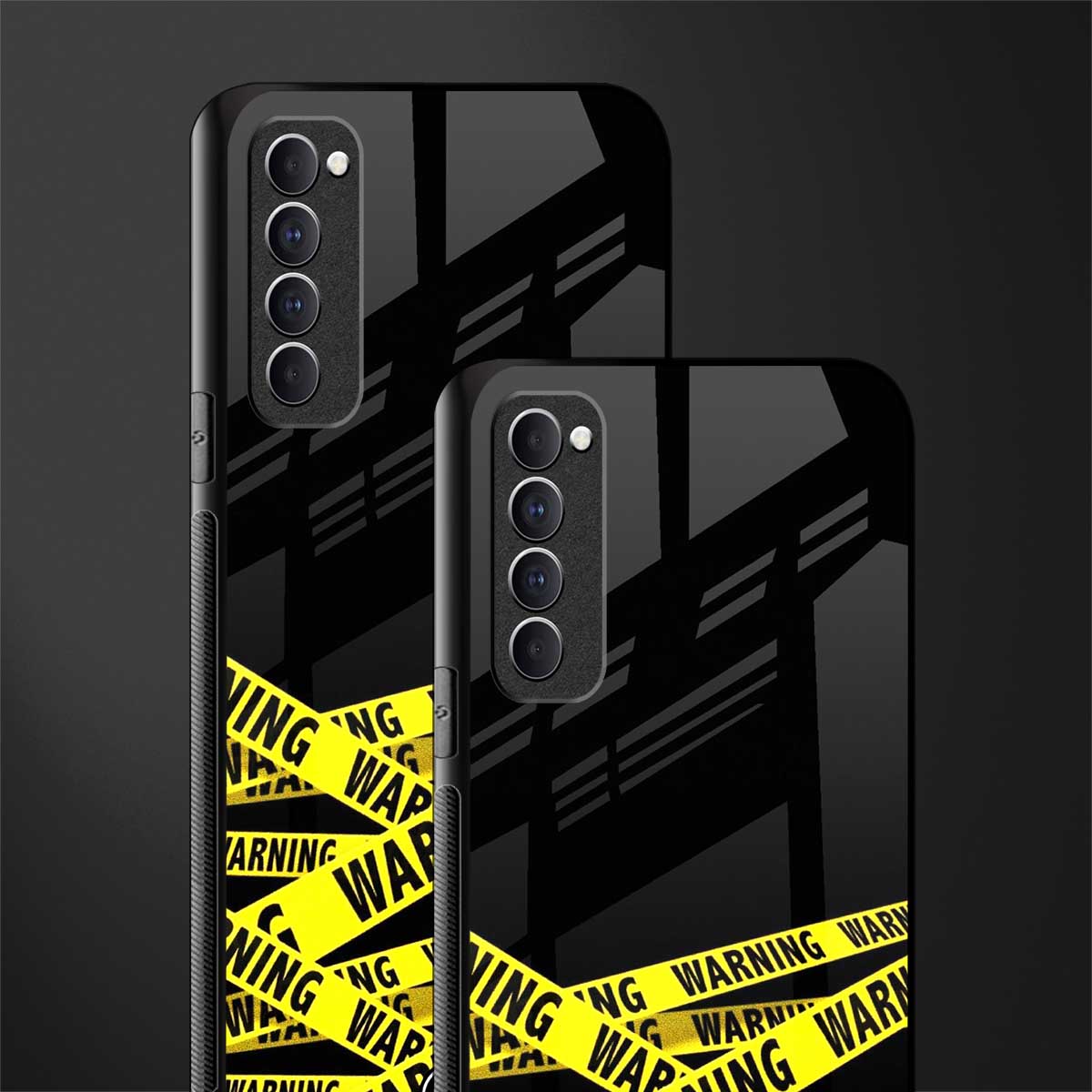 warning tape glass case for oppo reno 4 pro image-2