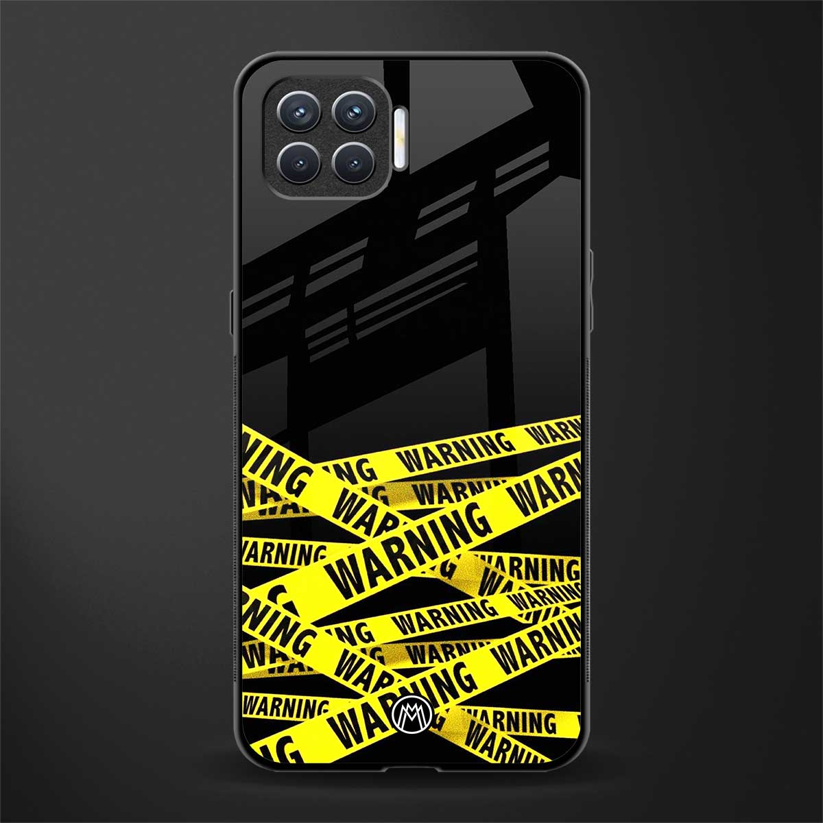 warning tape glass case for oppo f17 image