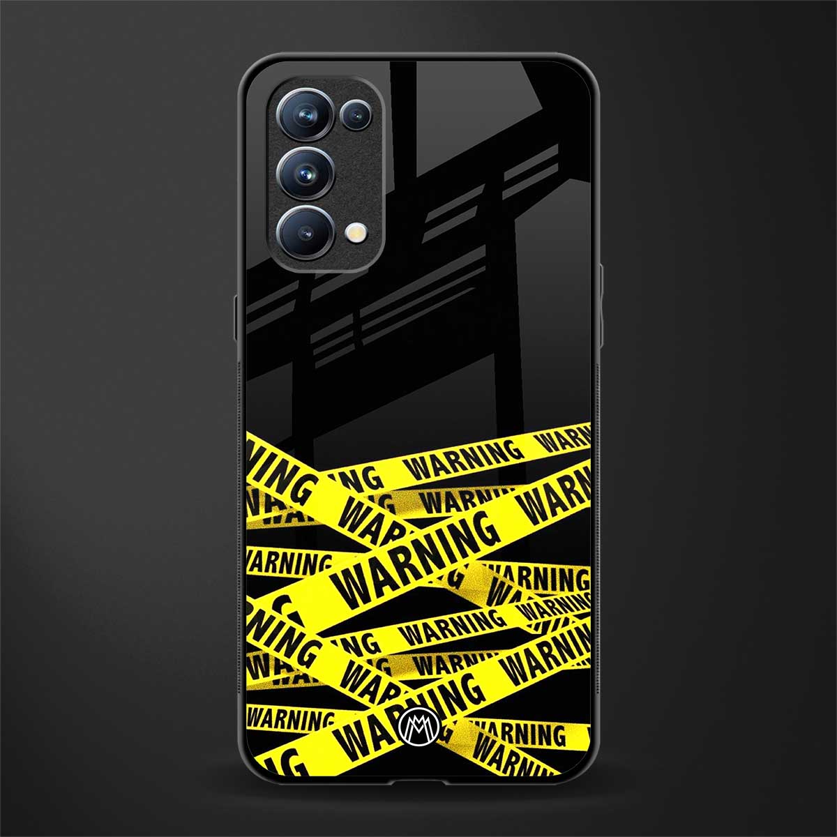 warning tape glass case for oppo reno 5 pro image