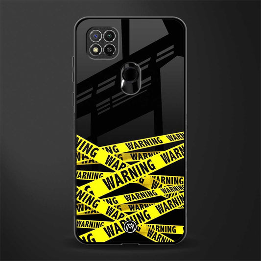 warning tape glass case for redmi 9 image