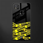 warning tape glass case for redmi 9c image