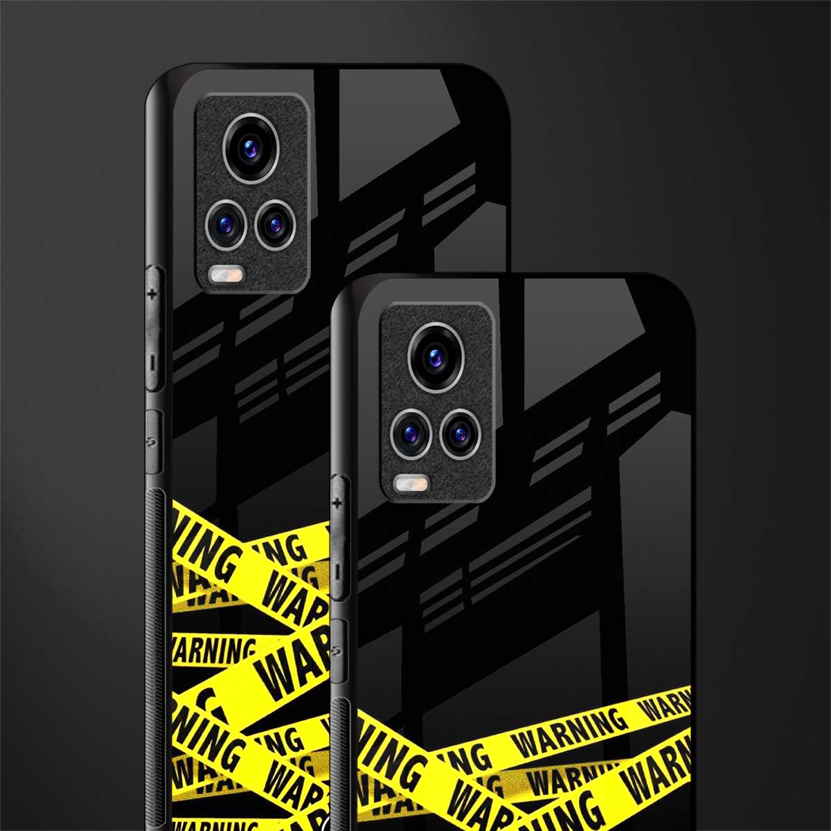 warning tape glass case for vivo v20 pro image-2