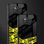 warning tape glass case for poco x3 image-2