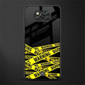 warning tape glass case for poco x3 pro image
