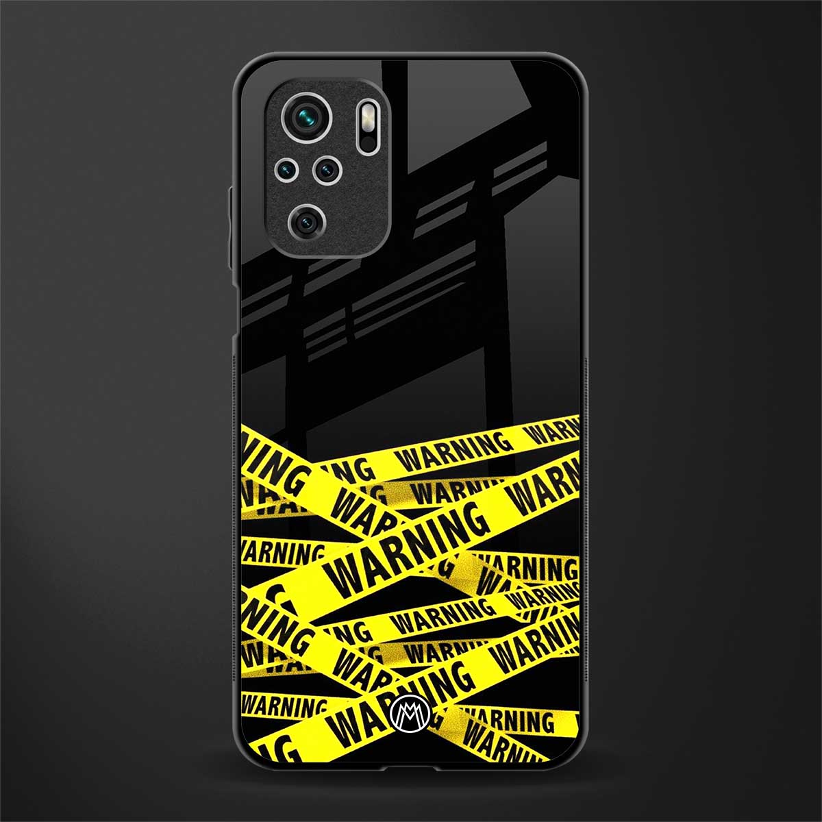 warning tape glass case for redmi note 10 image