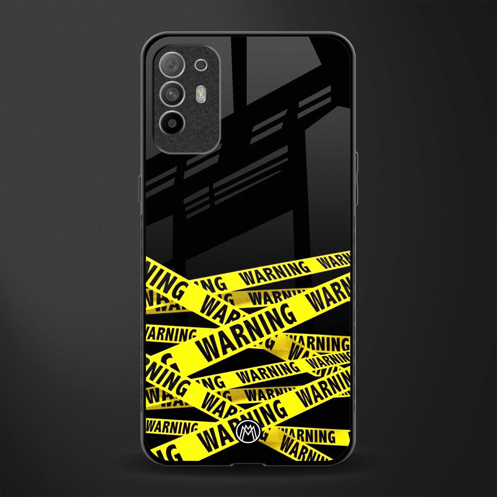 warning tape glass case for oppo f19 pro plus image