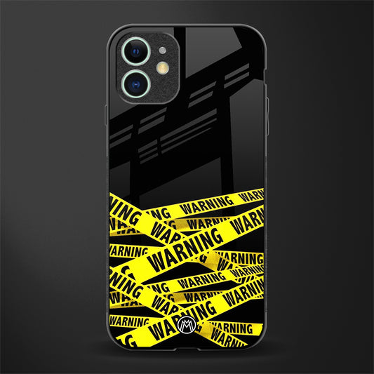 warning tape glass case for iphone 12 mini image