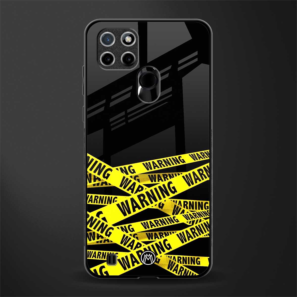 warning tape glass case for realme c21 image