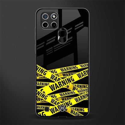warning tape glass case for realme c21 image