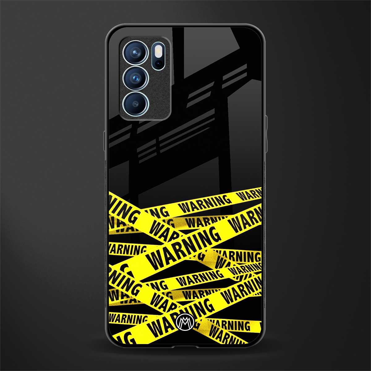 warning tape glass case for oppo reno6 5g image