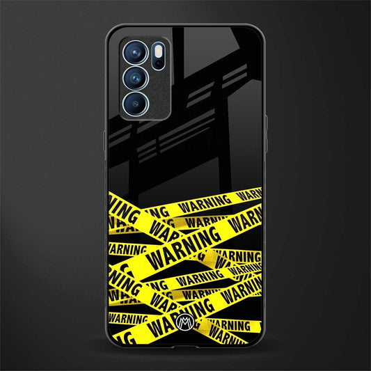 warning tape glass case for oppo reno6 pro 5g image