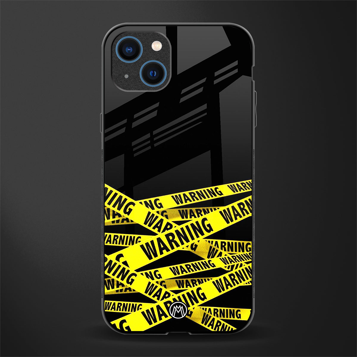 warning tape glass case for iphone 14 plus image