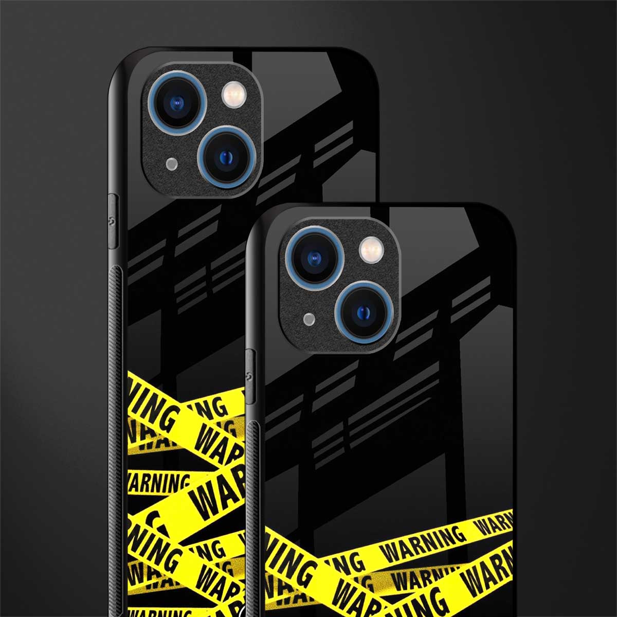 warning tape glass case for iphone 13 mini image-2