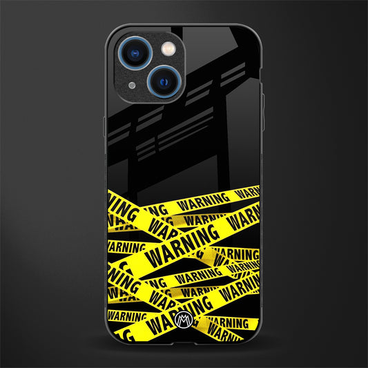 warning tape glass case for iphone 13 mini image