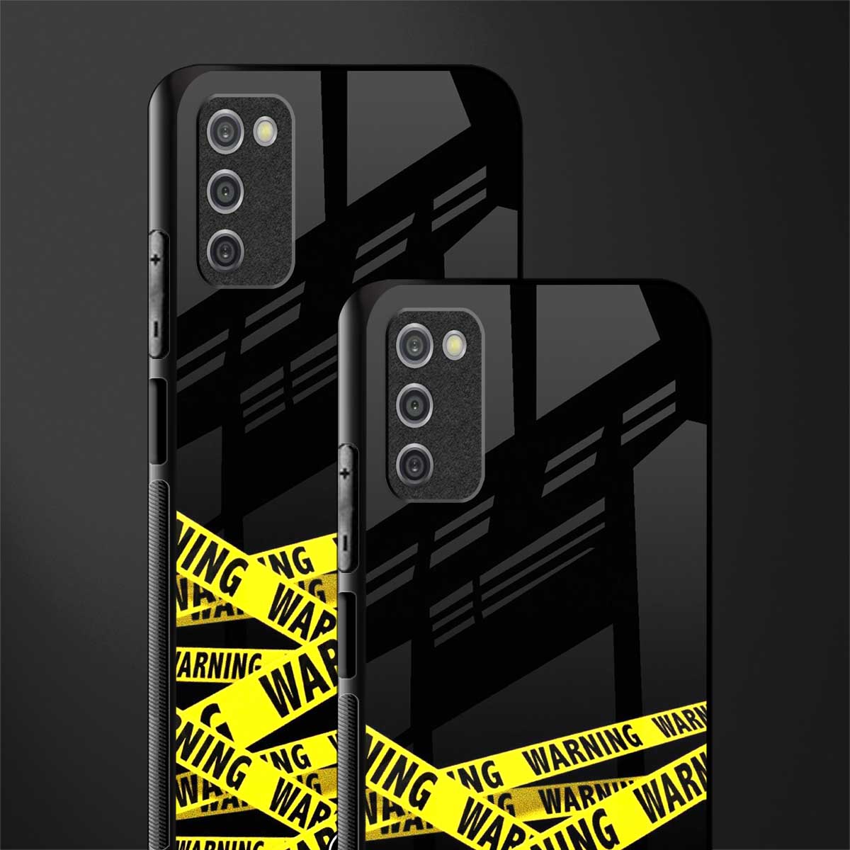 warning tape glass case for samsung galaxy a03s image-2