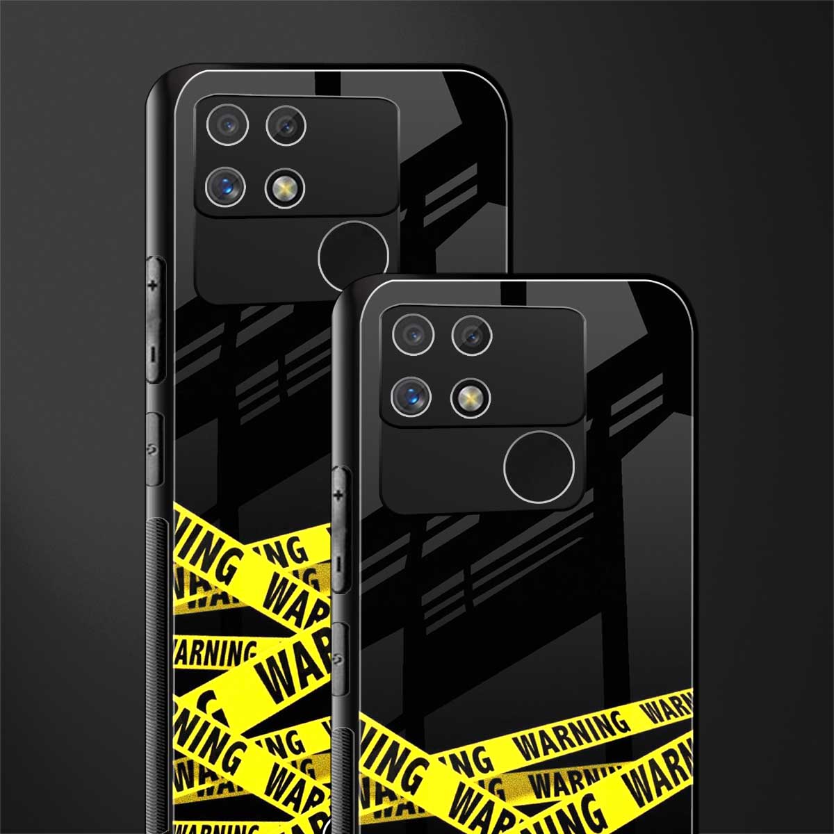 warning tape back phone cover | glass case for realme narzo 50a