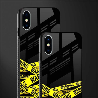 warning tape glass case for iphone xs image-2