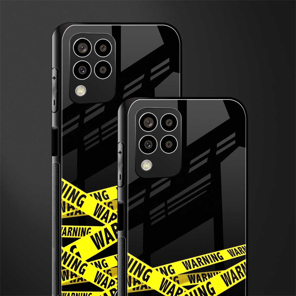 warning tape back phone cover | glass case for samsung galaxy m33 5g