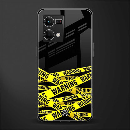 warning tape back phone cover | glass case for oppo f21 pro 4g