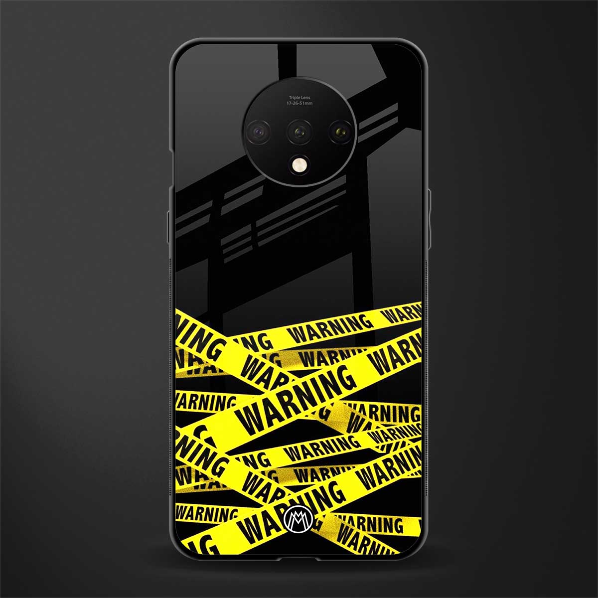 warning tape glass case for oneplus 7t image