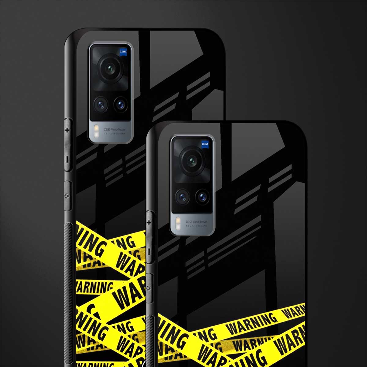 warning tape glass case for vivo x60 image-2