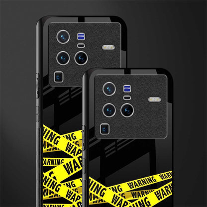 warning tape glass case for vivo x80 pro 5g image-2