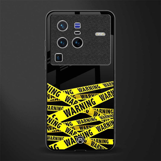 warning tape glass case for vivo x80 pro 5g image