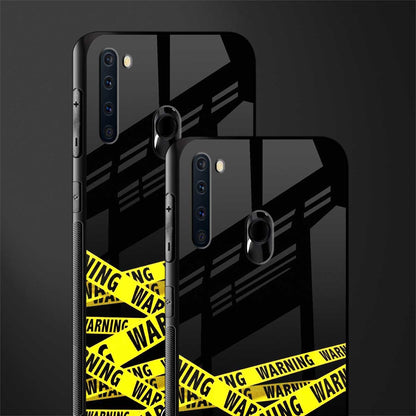 warning tape glass case for samsung a21 image-2