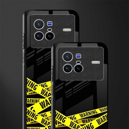 warning tape glass case for vivo x80 image-2