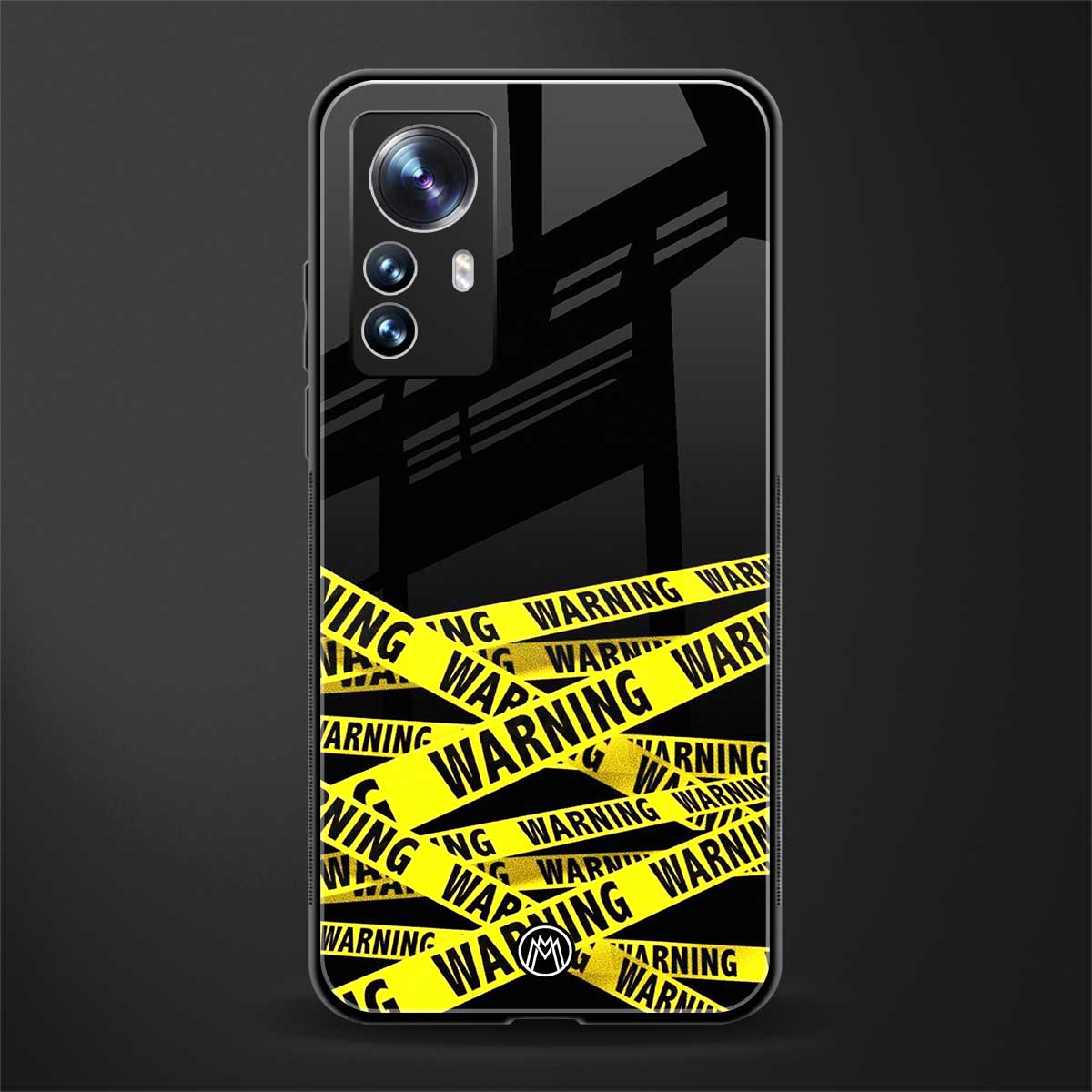 warning tape back phone cover | glass case for xiaomi 12 pro