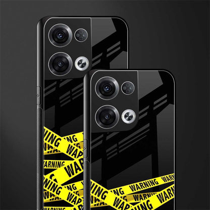 warning tape back phone cover | glass case for oppo reno 8