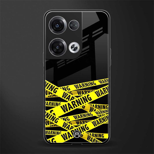 warning tape back phone cover | glass case for oppo reno 8