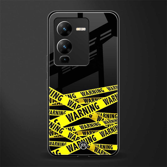warning tape back phone cover | glass case for vivo v25 pro 5g