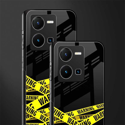 warning tape back phone cover | glass case for vivo y35 4g