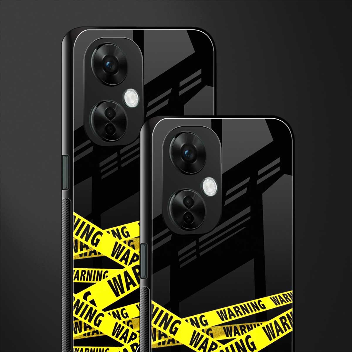 warning tape back phone cover | glass case for oneplus nord ce 3 lite