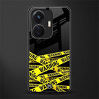 warning tape back phone cover | glass case for vivo t1 44w 4g